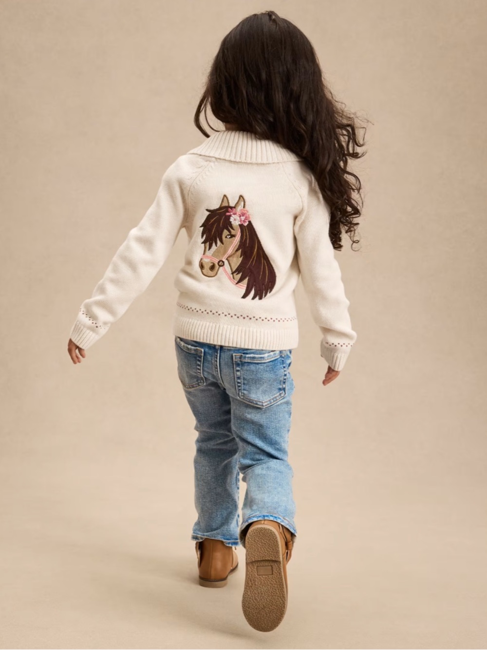 Children’s place embroidered girls horse sweater cardigan